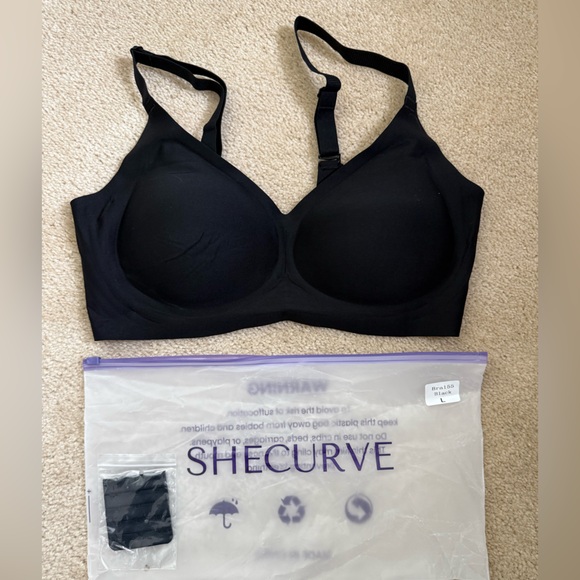Shecurve Seamless Soft Comfort Jelly Strip Wireless Bra - Large, Black. New! - Picture 2 of 3